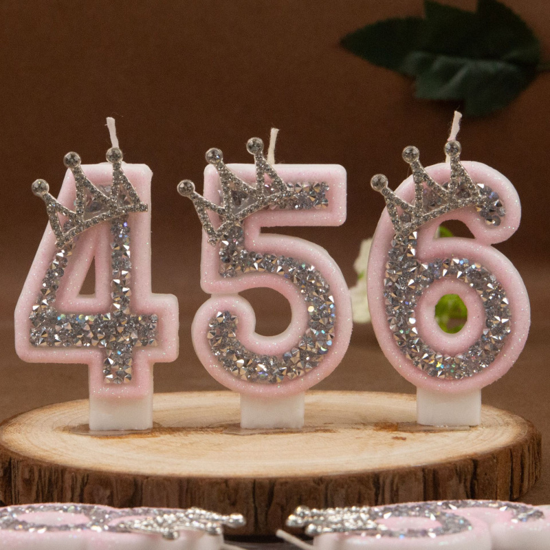 Velas digitais 0-9 rosa prata  - Soy Wax avaliação e preço
